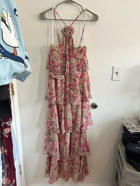Vero Moda Pink Floral Tiered Maxi Dress
